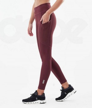 Burgundy Women's Dope Lofty Tech Leggings | India_D2004
