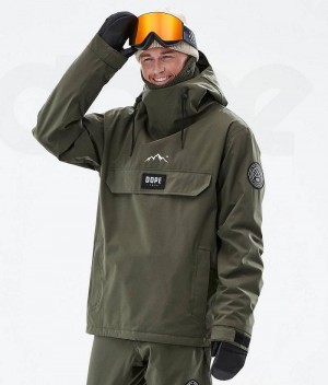 Olive Men's Dope Blizzard Snowboard Jackets | India_D1009