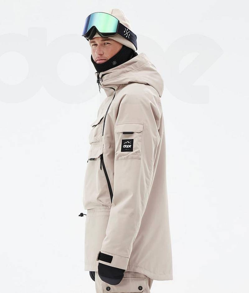 Beige Men's Dope Akin Snowboard Jackets | India_D2399