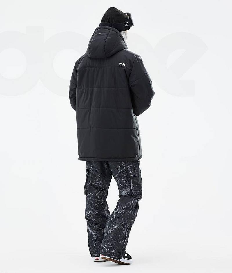Black Men's Dope Puffer Snowboard Jackets | India_D1085