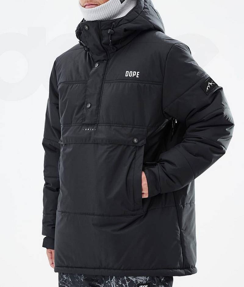 Black Men's Dope Puffer Snowboard Jackets | India_D1085