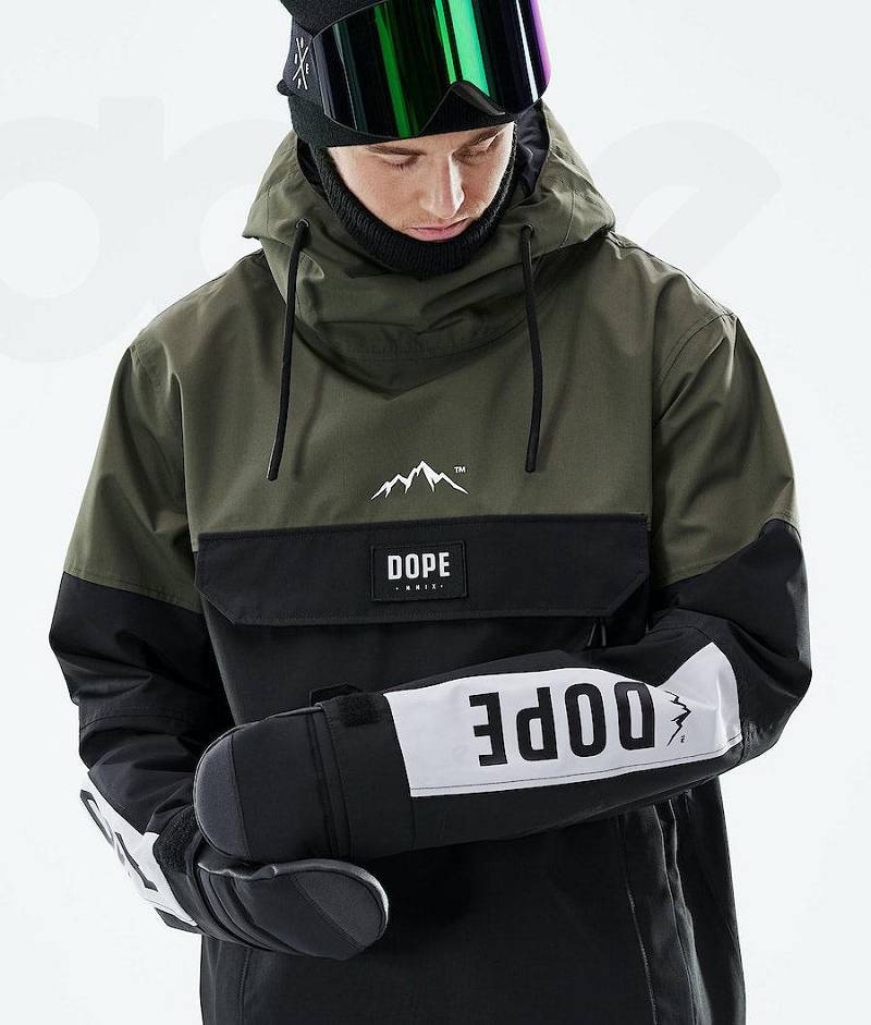 Black / Olive Men's Dope Blizzard LE Snowboard Jackets | India_D2341