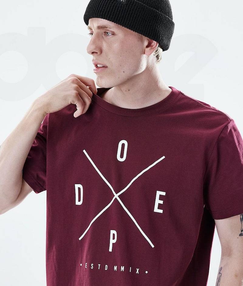 Burgundy Men's Dope Daily T-shirts | India_D1026