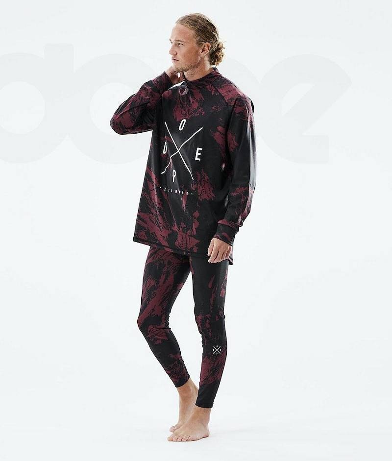 Burgundy Men's Dope Snuggle Base Layer Pants | India_D2438