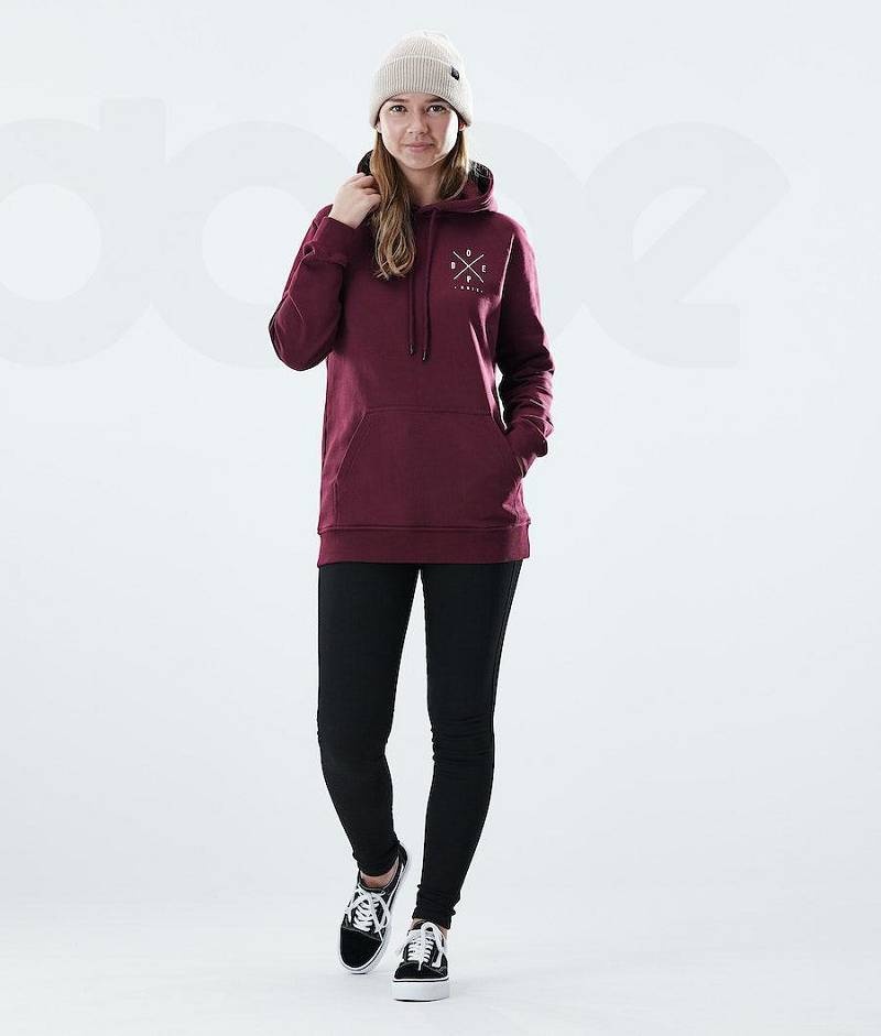 Burgundy Women's Dope Regular Hoodies | India_D2358
