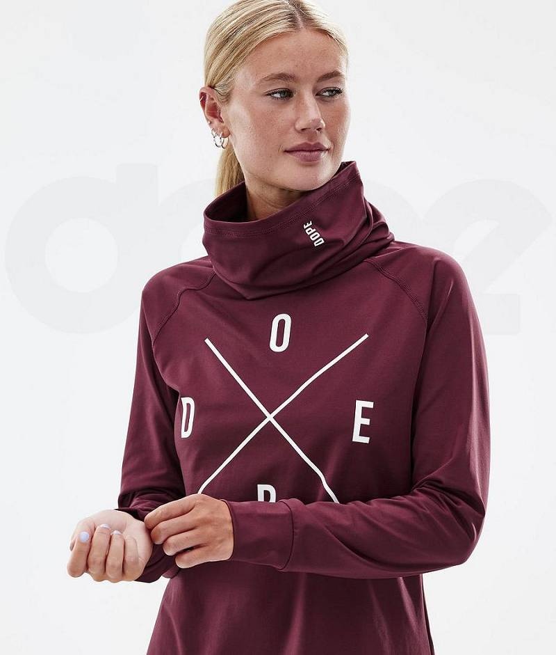 Burgundy Women's Dope Snuggle W Base Layer Tops | India_D1730