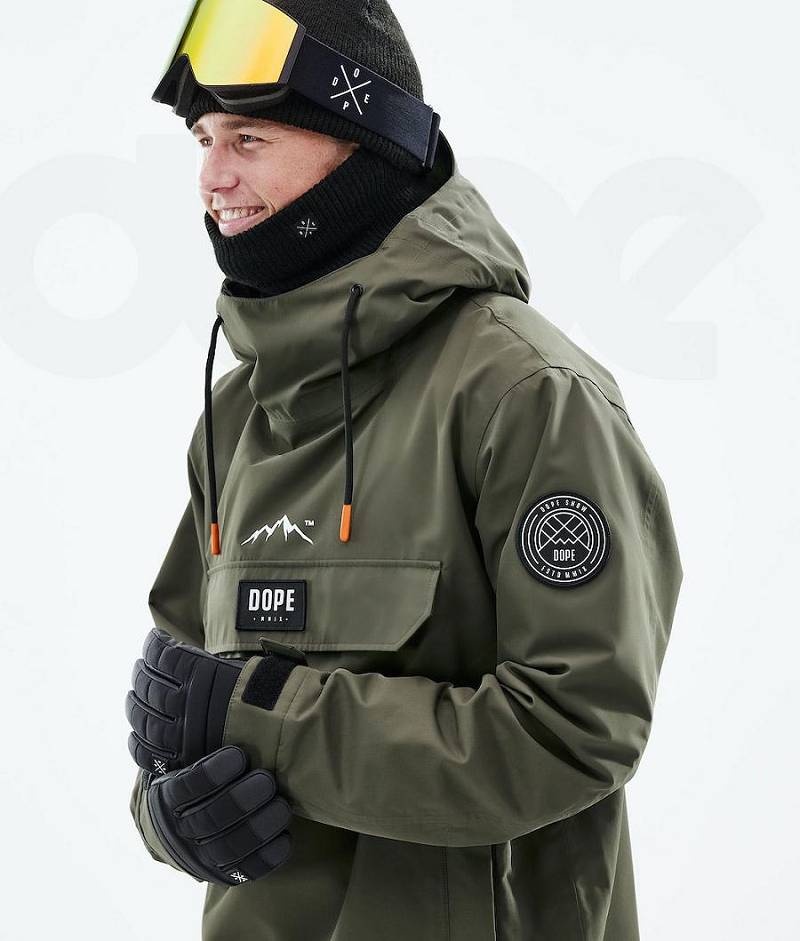 Olive Men's Dope Blizzard 2021 Snowboard Jackets | India_D1059