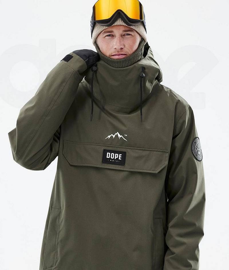 Olive Men's Dope Blizzard Ski Jackets | India_D1163