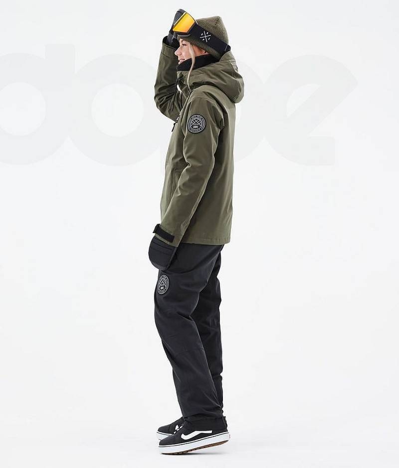 Olive Women's Dope Blizzard W Full Zip Snowboard Jackets | India_D1616