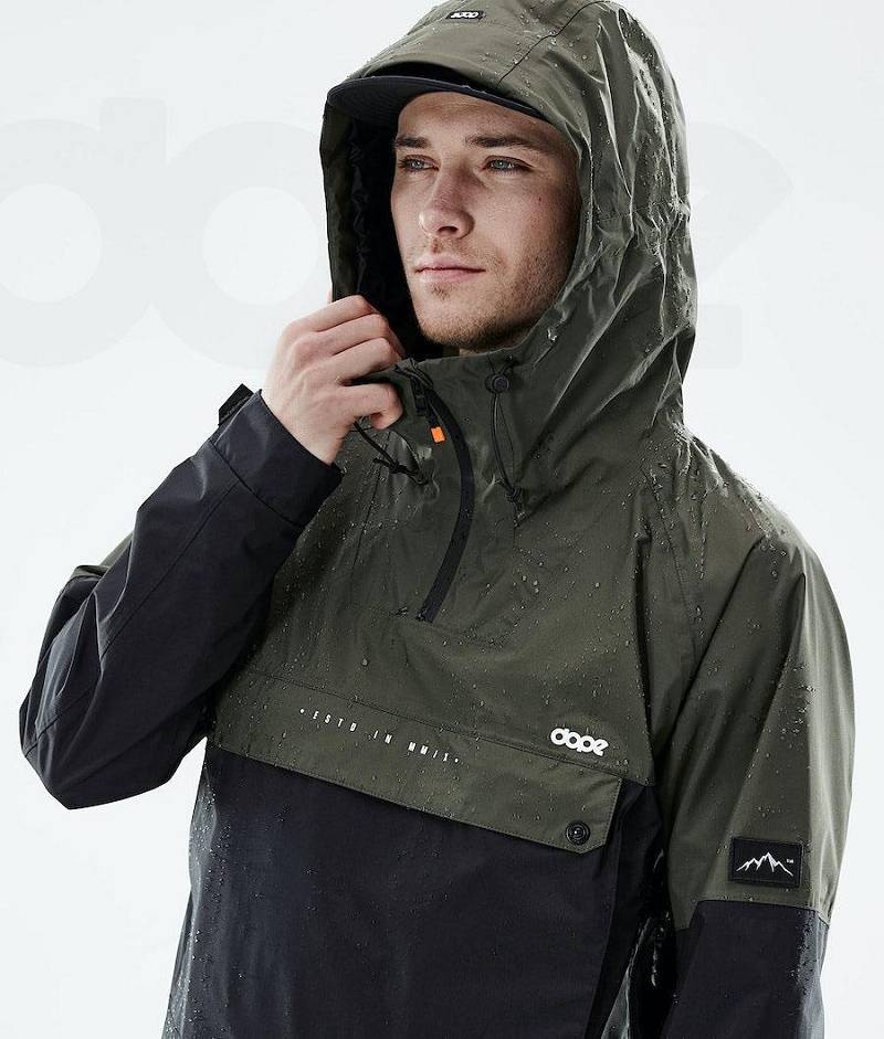 Olive / Black Men's Dope Hiker Light Outdoor Jackets | India_D1237