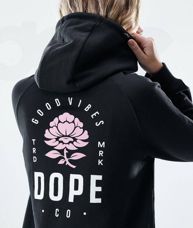Rose Black Women's Dope Regular Hoodies | India_D1118